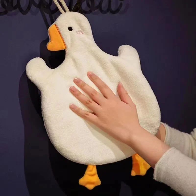 1PC Cartoon Goose Hand Towel Kitchen Bathroom  Hand Towel Hanging Type with Super Water Absorption Quick Drying It Is Hard