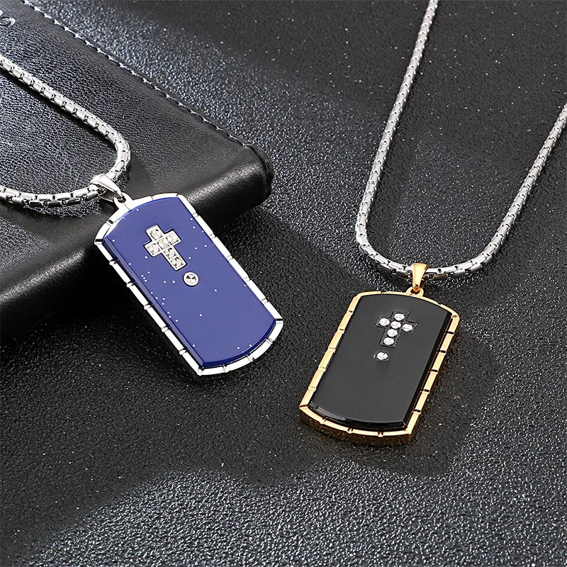 316 Stainless Steel Men's Dog Tag Pendant Necklace Punk Vintage 660mm Length Chain Necklace Fashion Jewelry Gifts