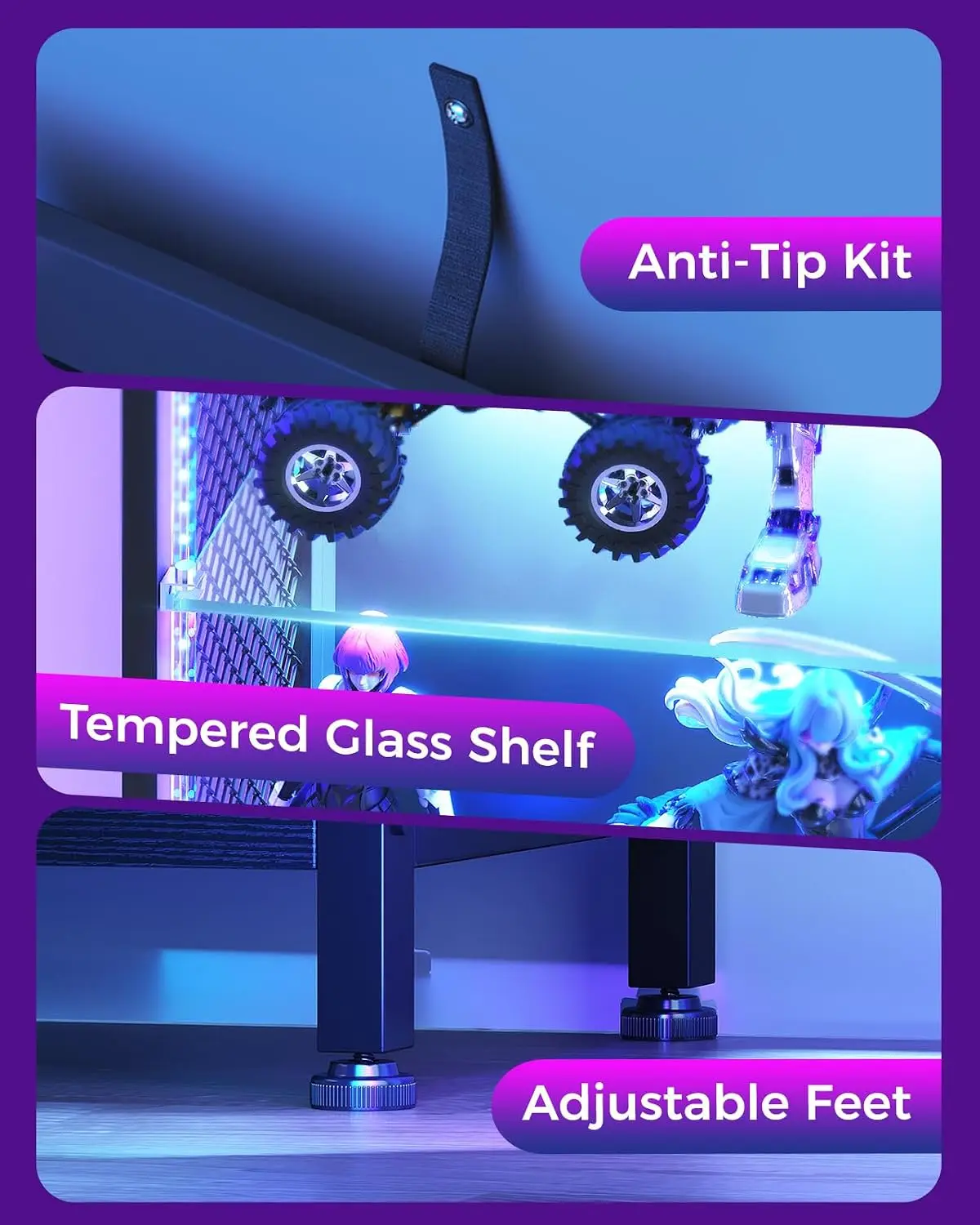 Glass Shelf 4-Tier Corner Display Cabinet Storage Furniture, Customized