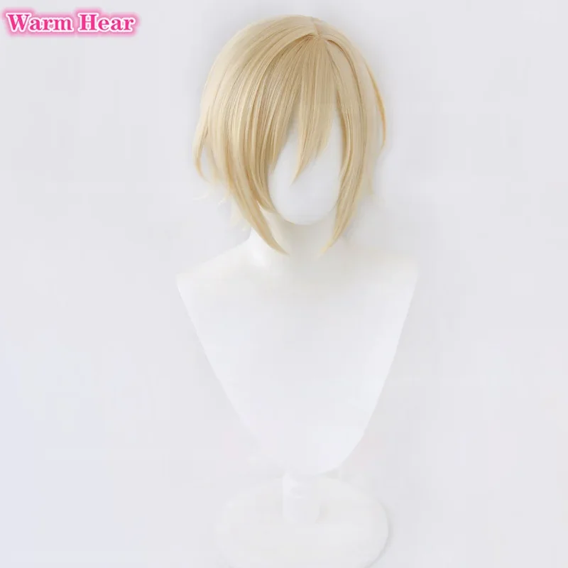 Anime tenshouin eichi peruca cosplay es tenshouin eichi peruca leite dourado resistente ao calor perucas de cabelo sintético + touca peruca