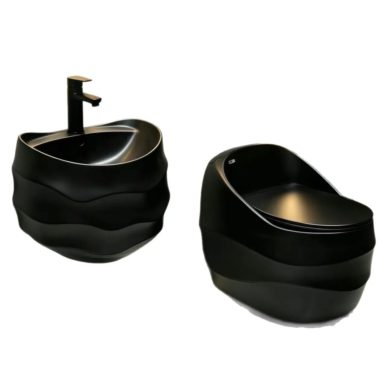 Household bathroom toilet light luxury color toilet with wall-mounted sink large diameter sewage