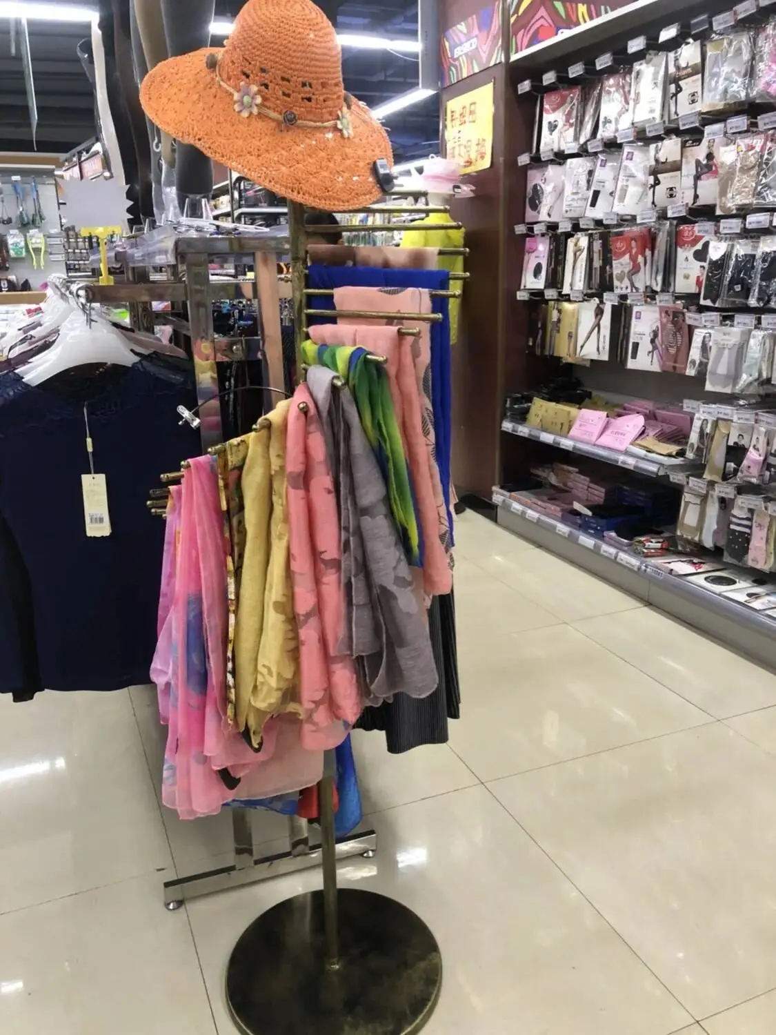 scarf shelf floor display rack creative Golden hanging silk scarf clothing store pants display rack multi-functional round