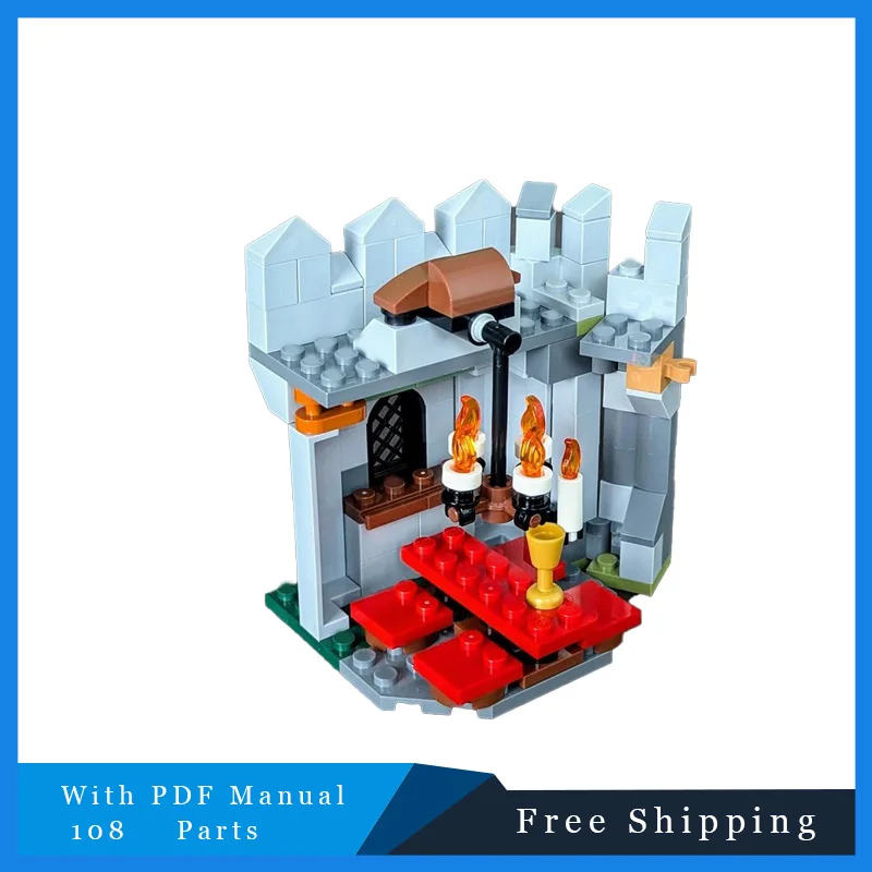 108-delige Moc Middeleeuws kasteel Modulair model Bouwstenen DIY-sets Onderwijs Assemblage Bakstenen Speelgoed Kinderen Kerst Verjaardagscadeau