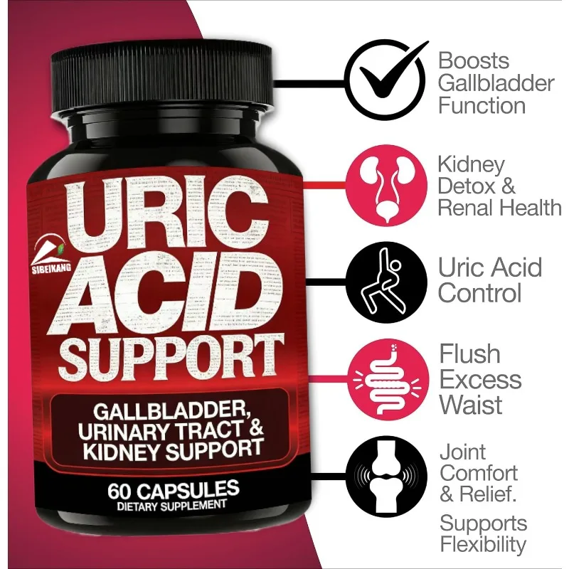 Uric Acid, Kidney, Urinary Tract Cleaning, Health Support, Cranberry Extract -60 Capsules