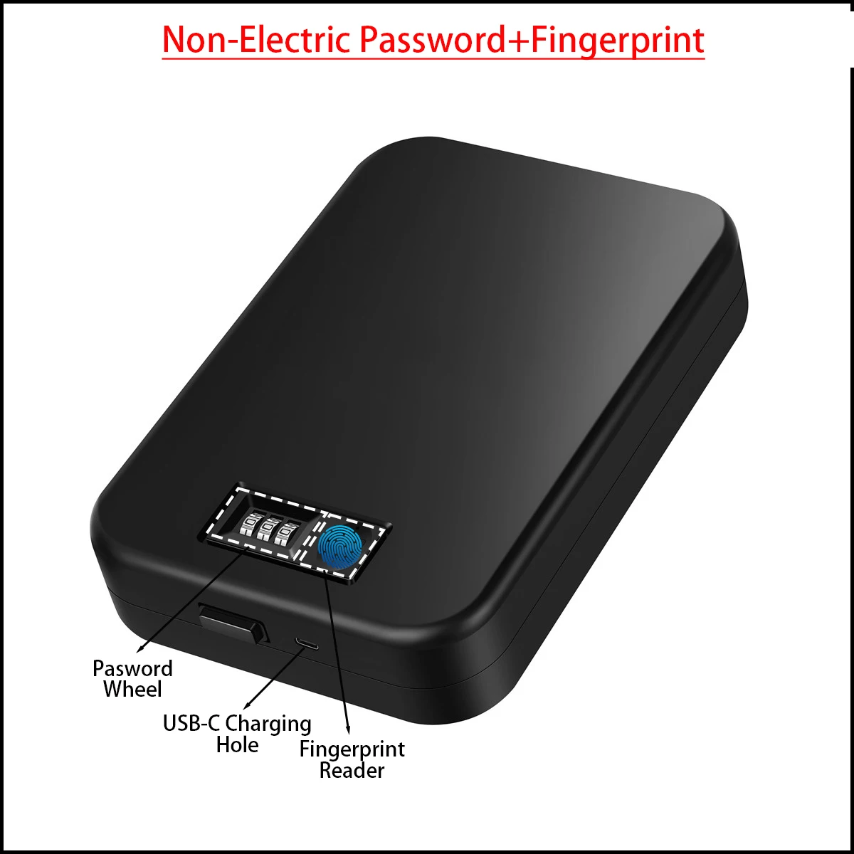 Tragbare Fingerprint Passwort Safes Fingerprint Pistole Safe Mini Pistole Waffe Sicher mit Stahl Seil Auto Mini Anti-diebstahl sicher