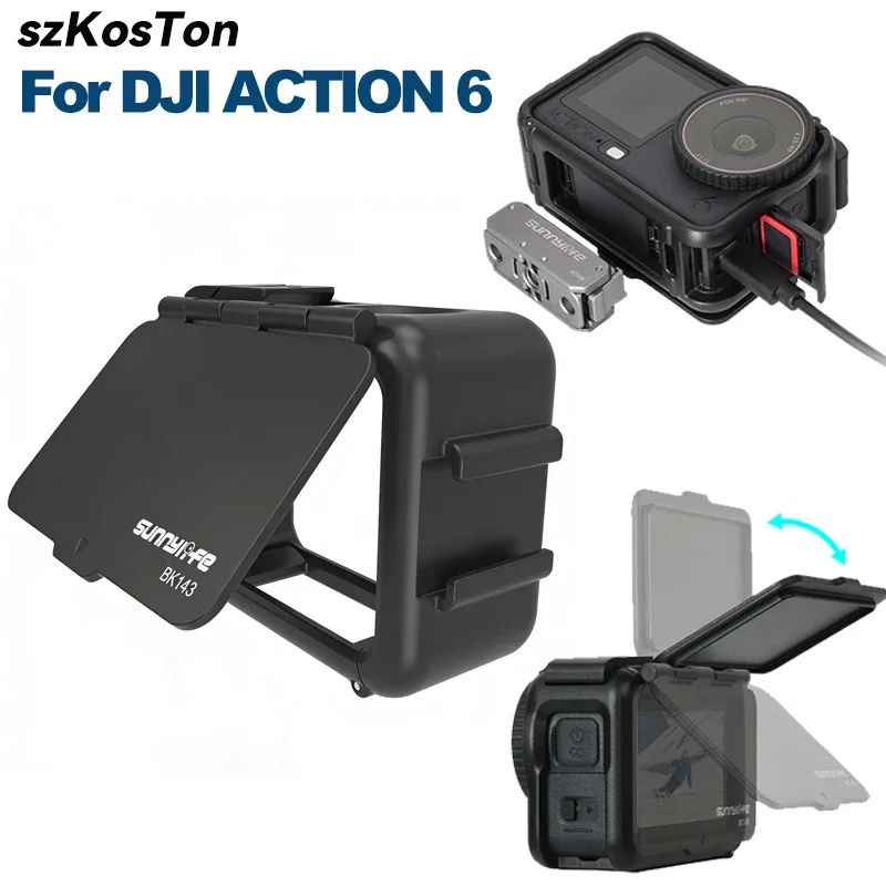 2-in-1-Kaninchenkäfig für DJI OSMO Action 6, Schnellverschluss-Erweiterungsrahmenhalterung mit Sonnenschutz, Anti-Sturz-Schutzrahmengehäuse