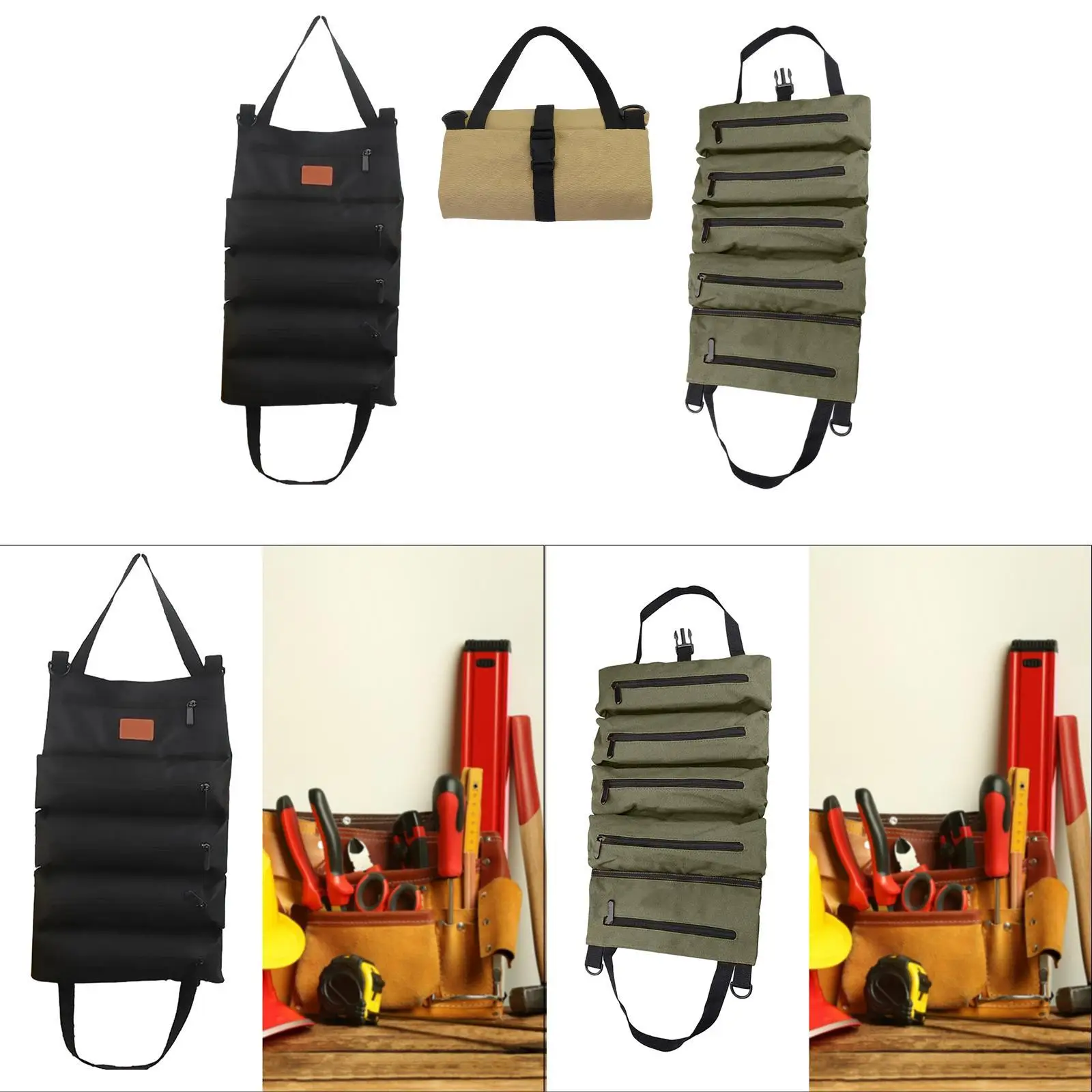 Sac à Outils en Rouleau avec Fermetures Éclair, Structure Sécurisée, Facile à Transporter, Grande Capacité de Rangement, Cadeau, Electrolux d'Outils pour Amateurs, Charpentier, Électriciens