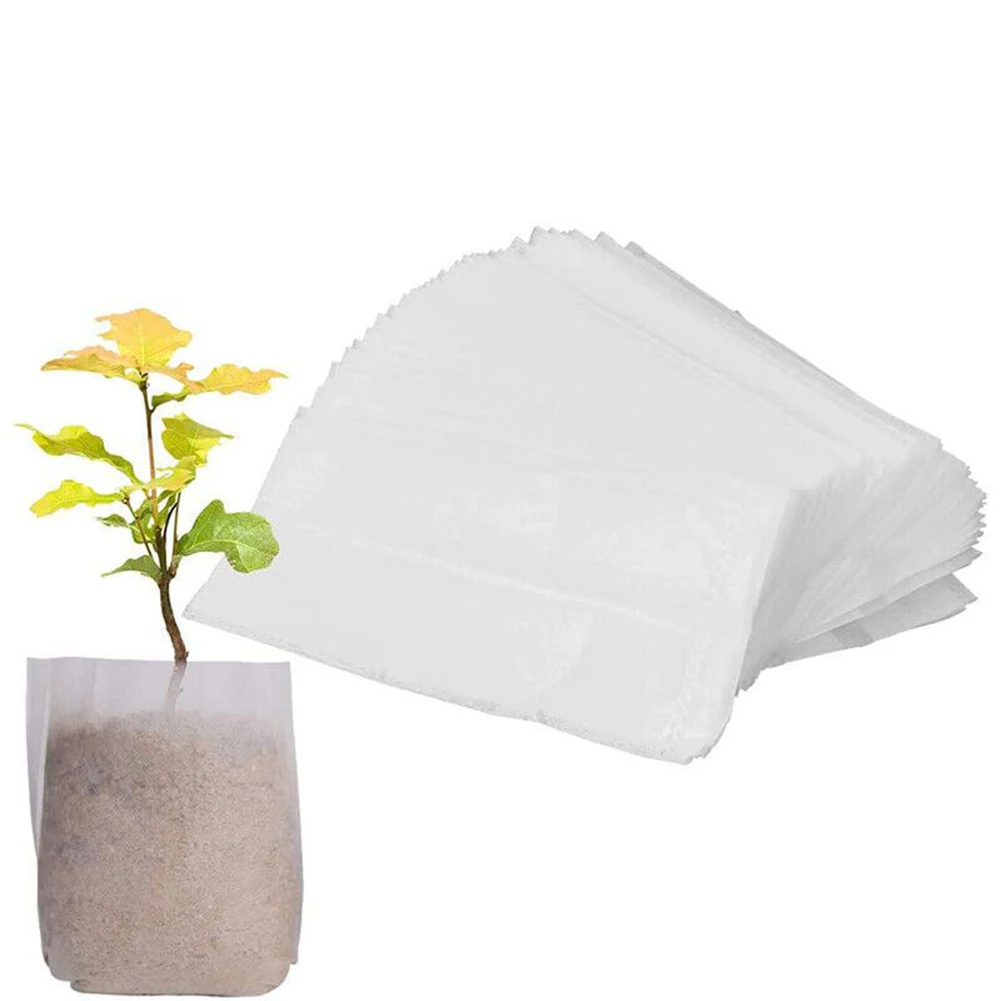 Nursery Pots Plant Bag Nutrition Plant Grow White Breathable Multipurpose Non-woven 100PCS Practical Brand New