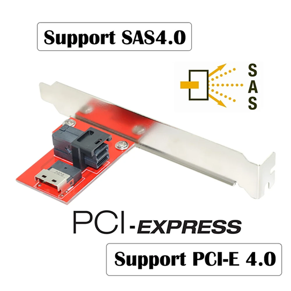 Chenyang PCI-Express 4.0 Slimline SAS SFF-8654 to HD SFF-8643 PCBA Female Adapter With Bracket