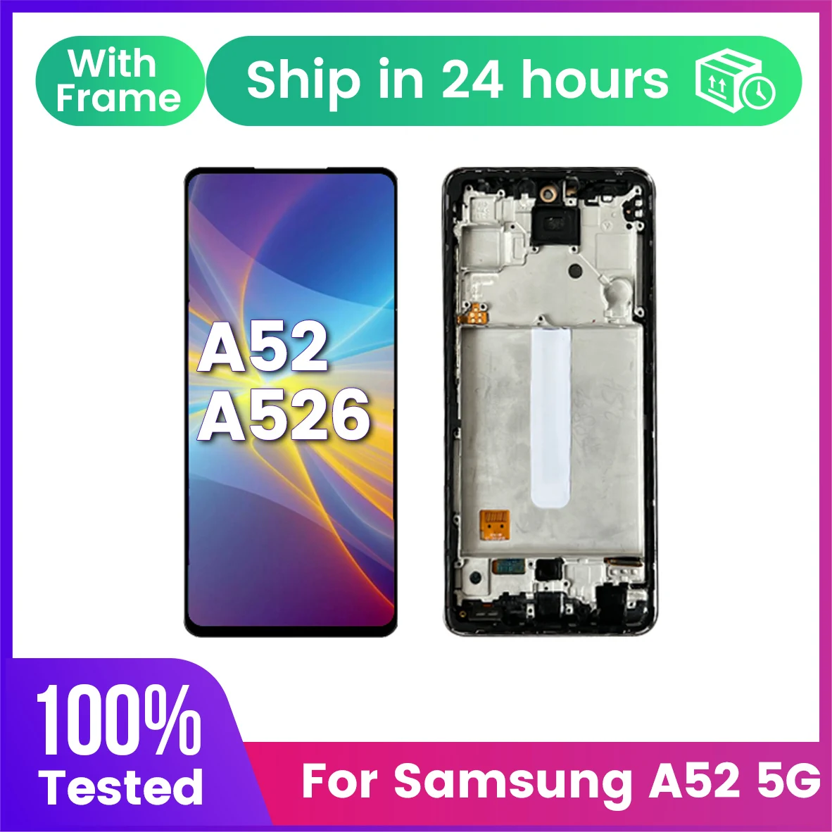 Pantalla LCD para SAMSUNG A52 5G, A526B, A5260, A526W, A526U, A526U1, Pantalla Táctil LCD con Marco, Digitalizador, Ensamblaje de Pantalla LCD