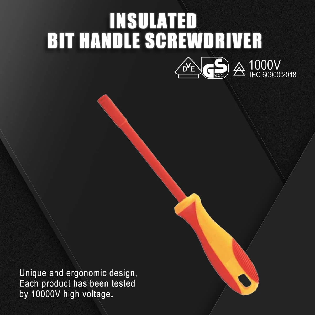 SFREYA S631 Insulated Socket Screwdriver,Size M4-M14,Length 125mm,Anti-slip Grip,High Hardness,For Mechanical Assembly