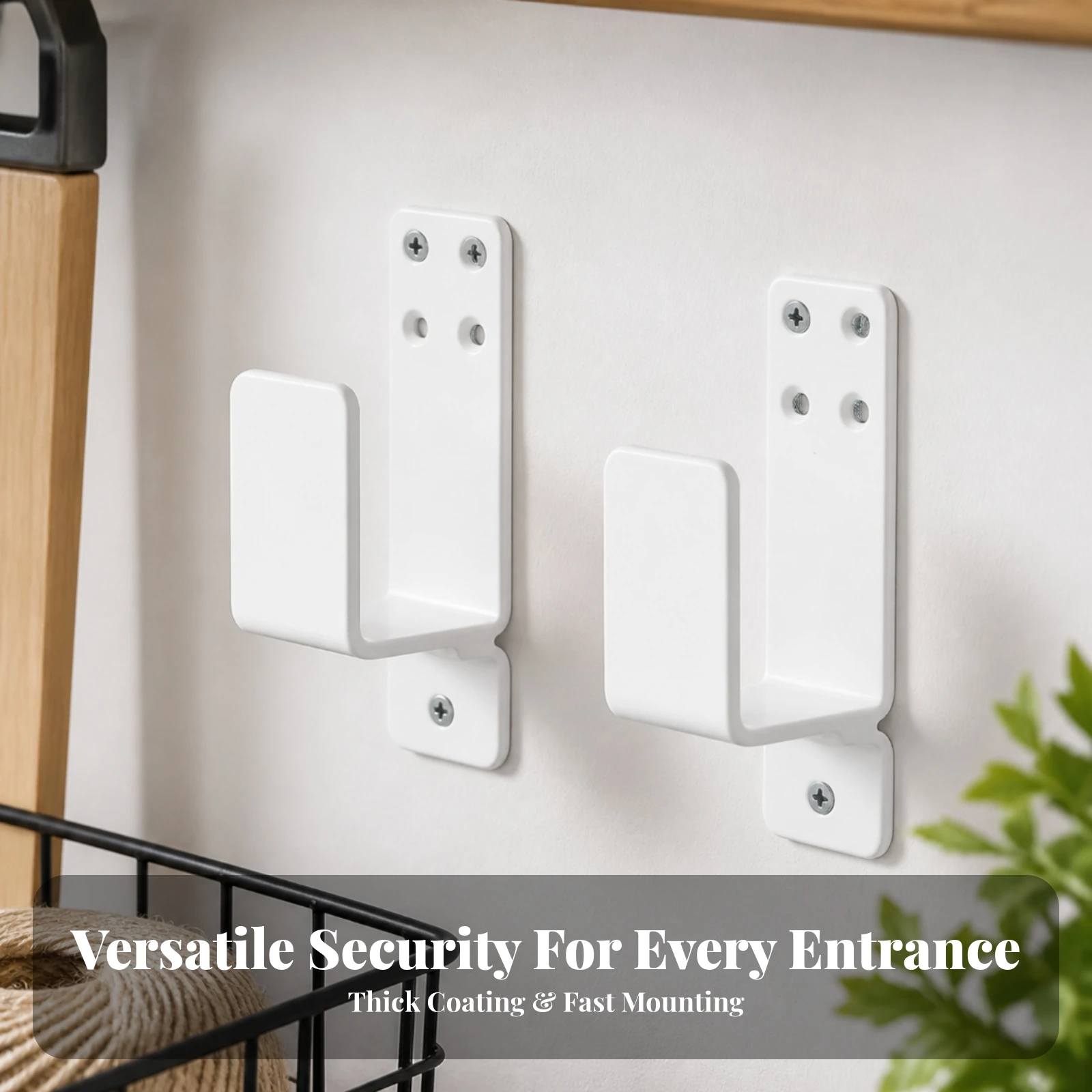 2 Pieces 2x4 Door Barricade Bracket Heavy Duty Door Security Barricade Bracket Powder-Coated Easy to Install for Garage