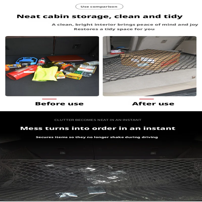 HOMEFISH Car Trunk Cargo Net Organizer Storage Luggage Net Universal Fit For Crossover Auto Trunk Storage Organizer image 5