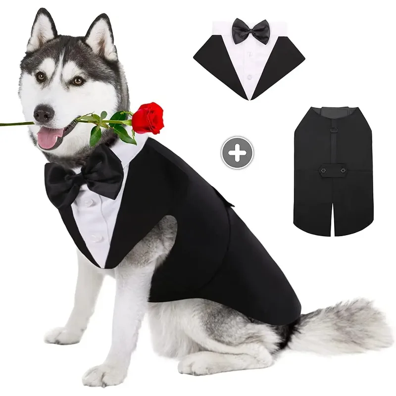 

Pet Dog Clothes Fashion Party Show Formal Suit Tie Bow Shirt Wedding Tuxedo Halloween Dress for Small Large Dog Clothes Supplies