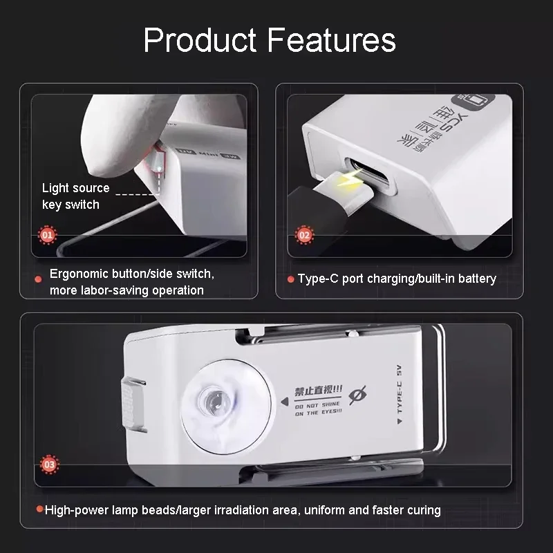 YCS 3W curing lamp with built-in battery for quick and easy curing, convenient mini UV smart new model, special for curing glue