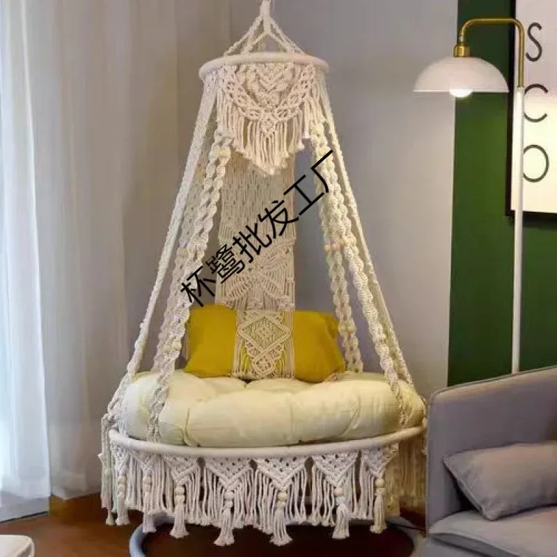 

Indoor Double Hanging Swing Hammock – Large Cotton Thread Lazy Swing for Bedroom, Balcony | Household Internet Celebrity Style