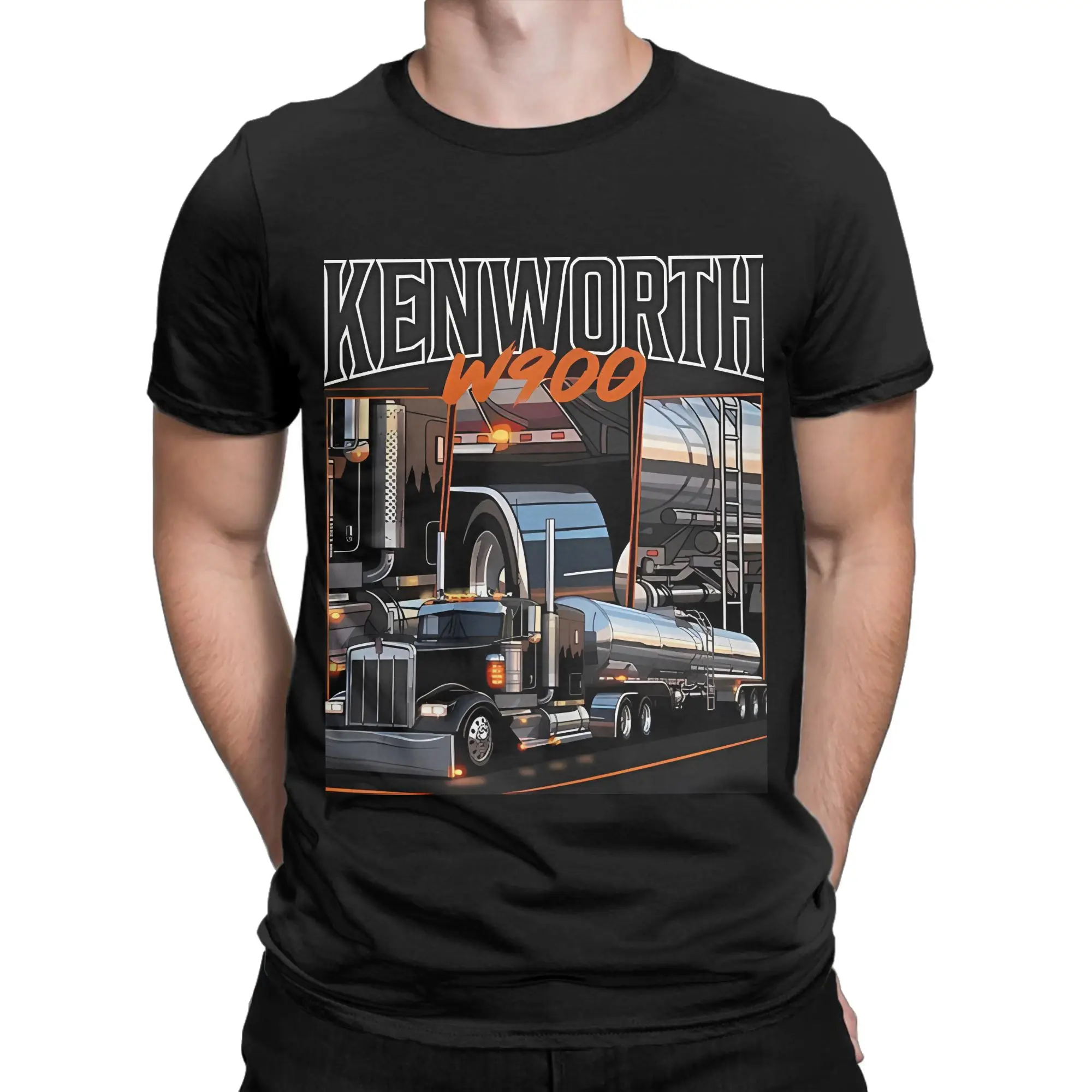 Camiseta de algodón 100% con ilustración de camión americano Kenworth W900, camisetas divertidas con gráficos de Kenworth para hombre