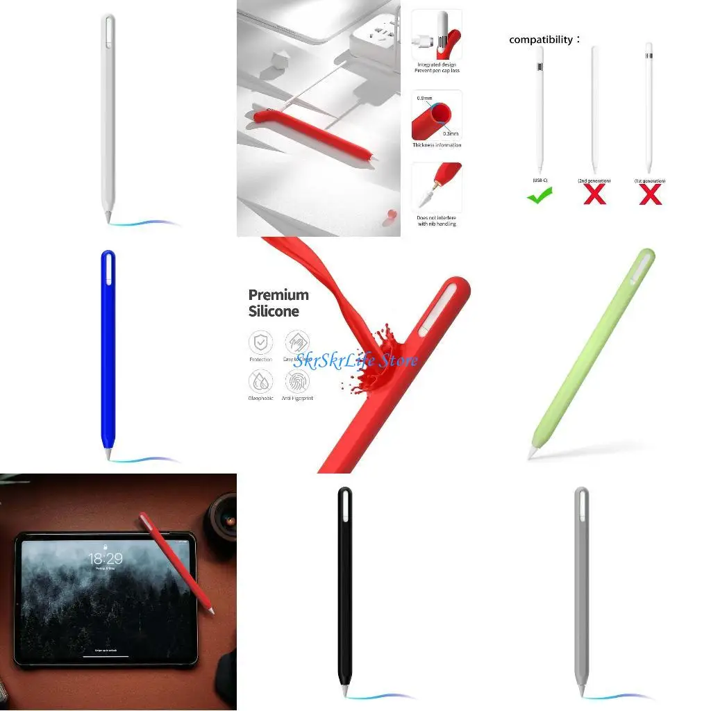 

E65E Protective Silicone Case Skin for Pencil(USB C) Protectors Sweat resistant and Comfortable to Hold Superior Shielding