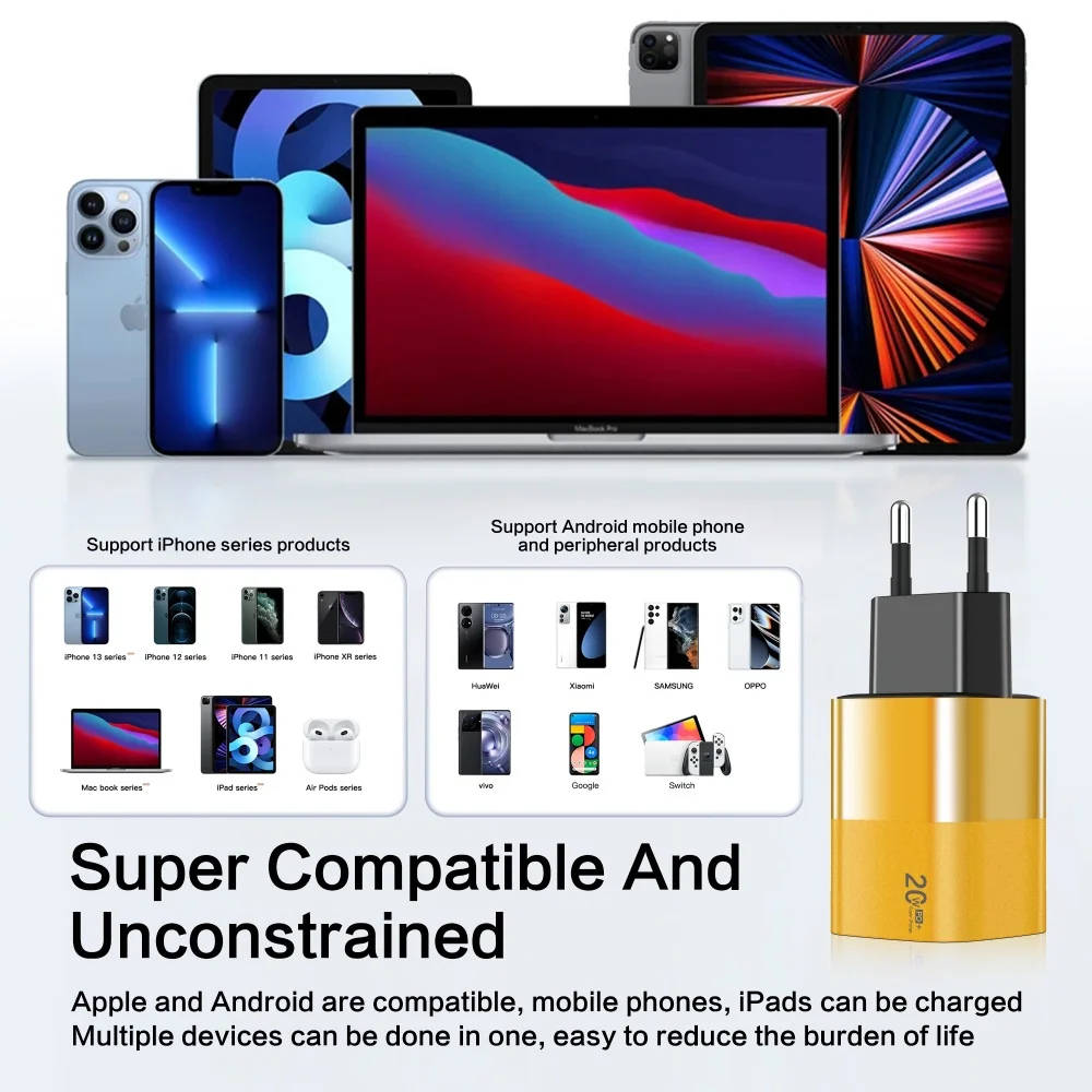 Ładowarka PD USB 20W Super szybka ładowarka Zasilacz USB typu C do iPhone XiaomiSamsung Ładowarka do telefonu Quick Charge3.0 Wtyczka