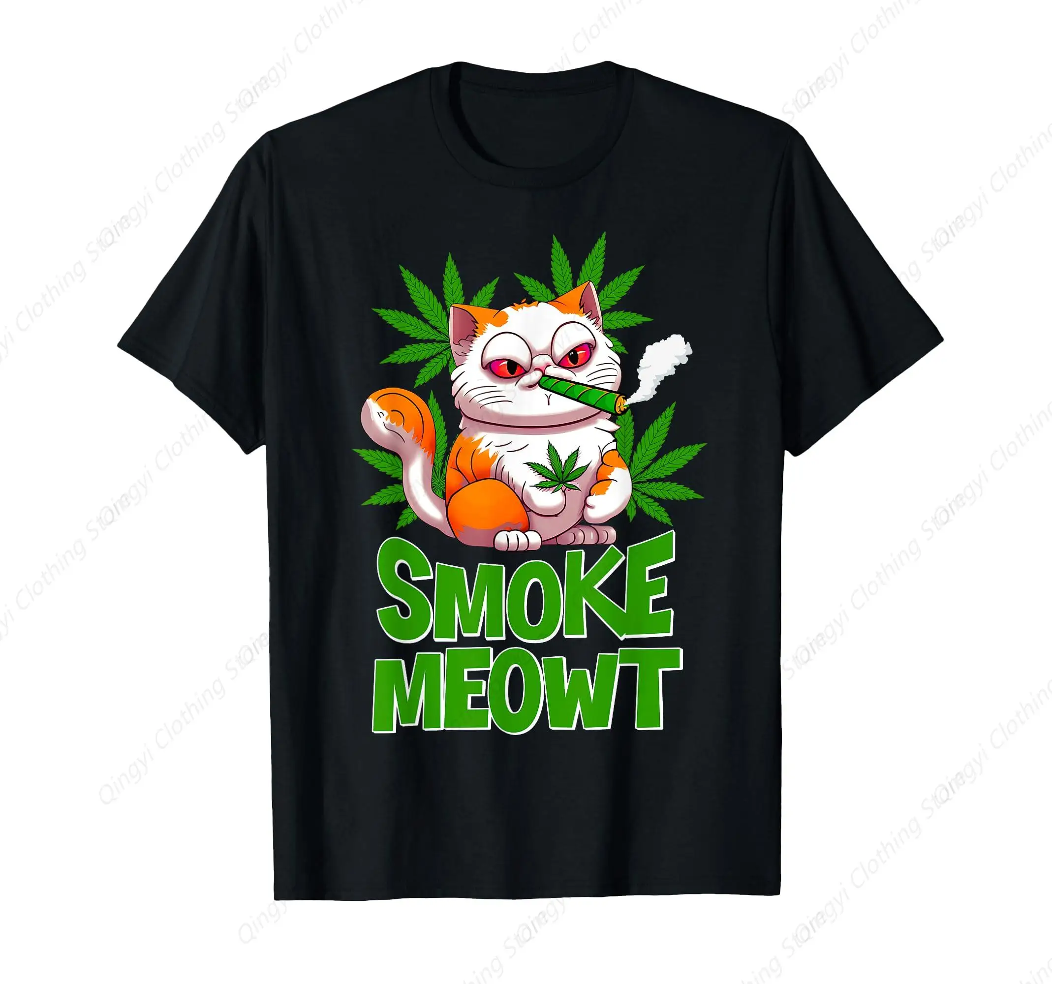 

Smoke Meowt Funny Cat Cannabis Weed Marijuana Stoner 420 T-Shirt