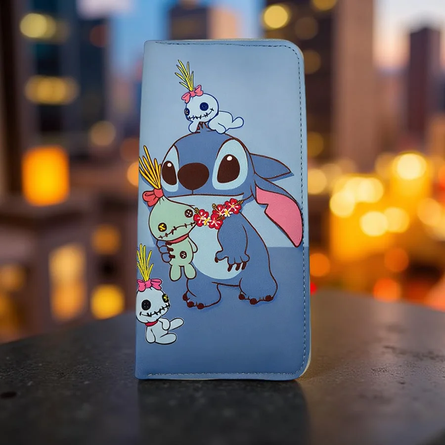 Stitch Multi-Card Long Wallet with Zipper Credit Card Wallet, ID Holder, Large Capacity for Coins & Cards, Durable Polyester