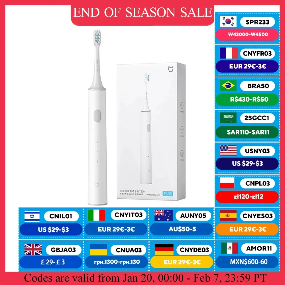 XIAOMI MIJIA T300 Electric Toothbrush IPX7 Waterproof Smart Sonic Brush Ultrasonic Whitening Teeth Tooth Brush For Toothbrushes