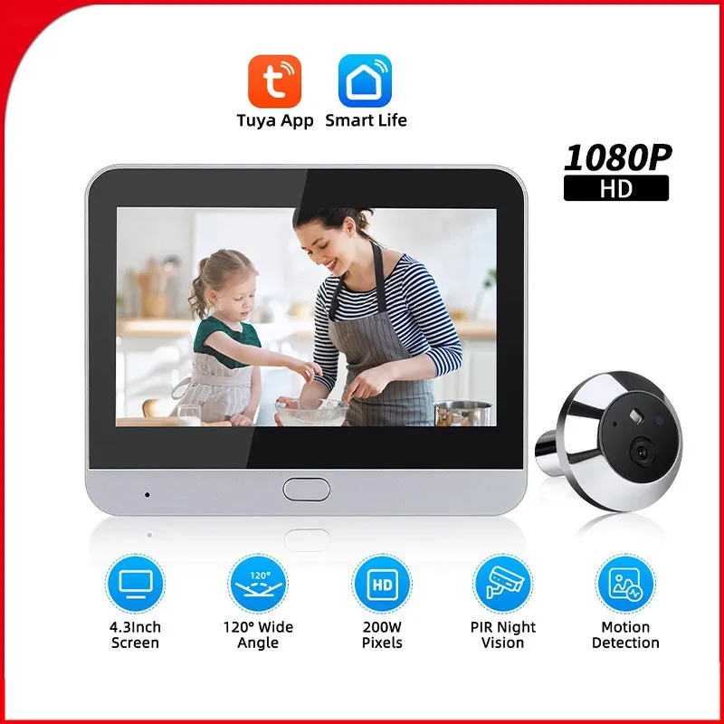 

Tuya cat eye camera, WiFi mobile phone remote monitoring, high-definition visual doorbell, wireless intercom video