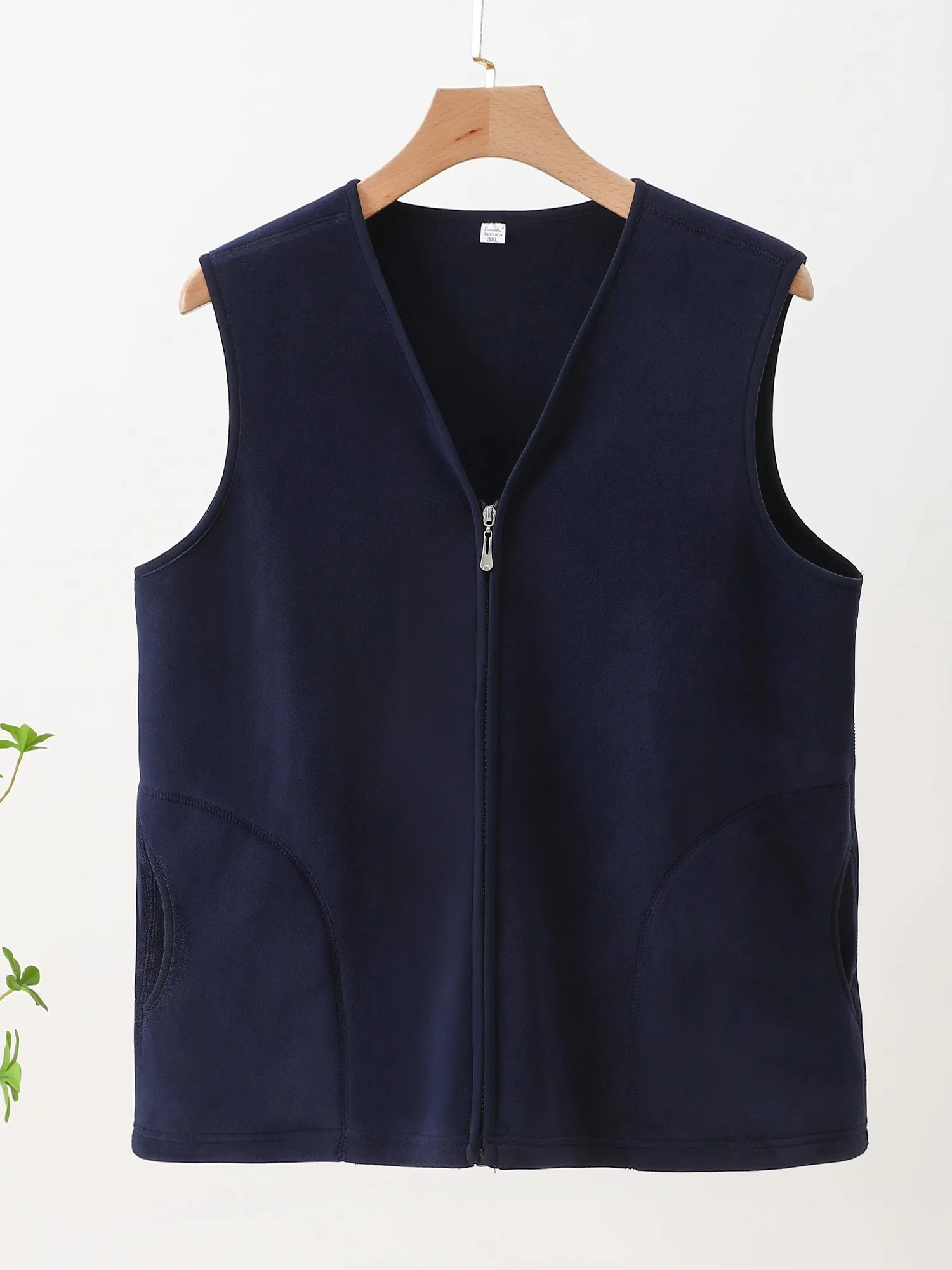 

Men's Fce Lined Zipper Vest Thiened Warm Winter Outerwear V-Ne Regular Fit Faion Urban Sle for Middle-Aged And Eld...