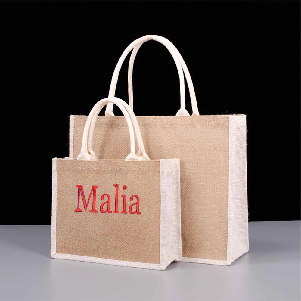 Personalized Burlap Tote Bag Wedding Gifts for Bride Custom Beach Tote Bag Bridesmaid Gift Bags Bachelorette Party Bag Gift