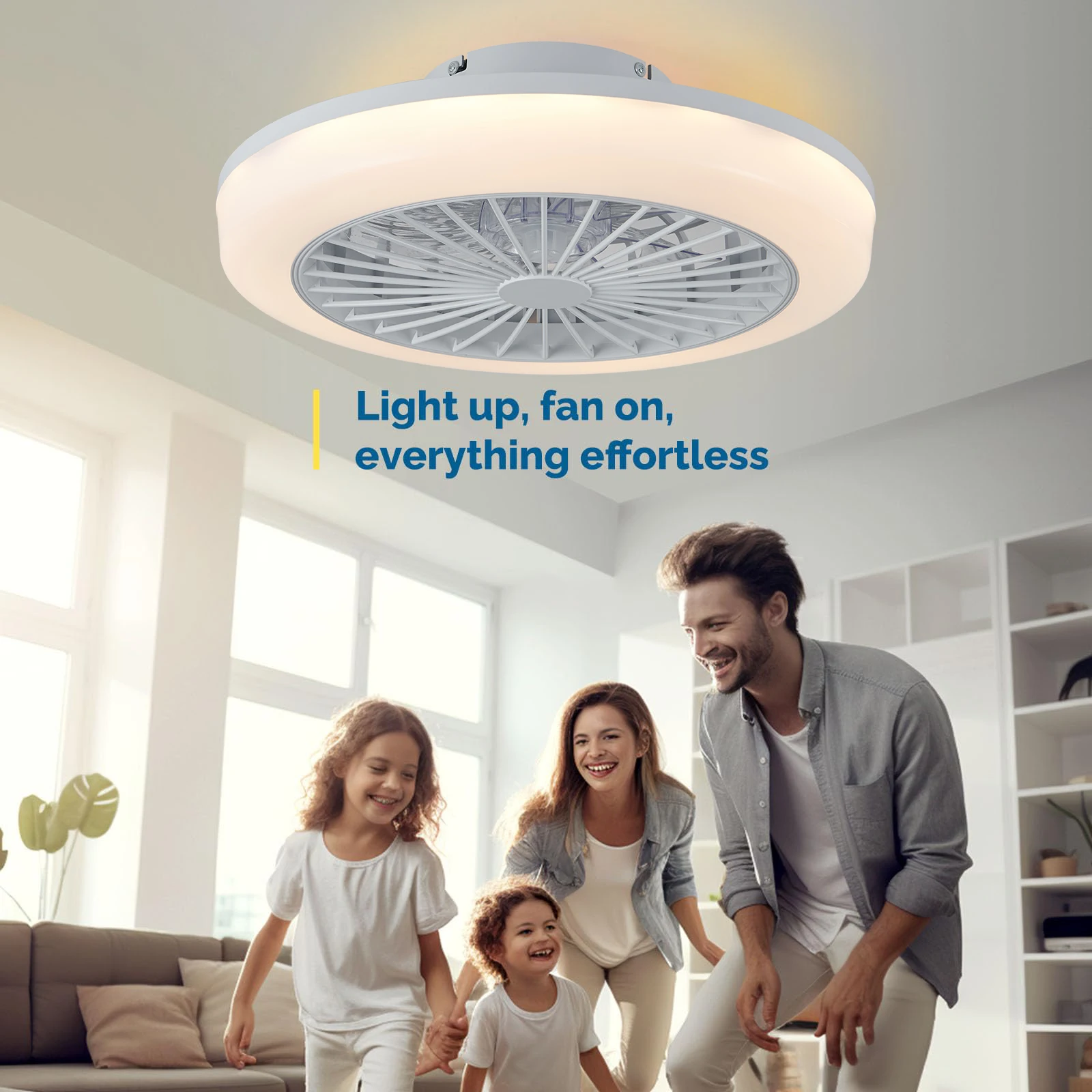 

Integrated Ceiling Light Fan,Modern Simple,Bedroom Ceiling Fan Lamp,Living Room Dining Room Quiet Ceiling Light,Smart Dimming