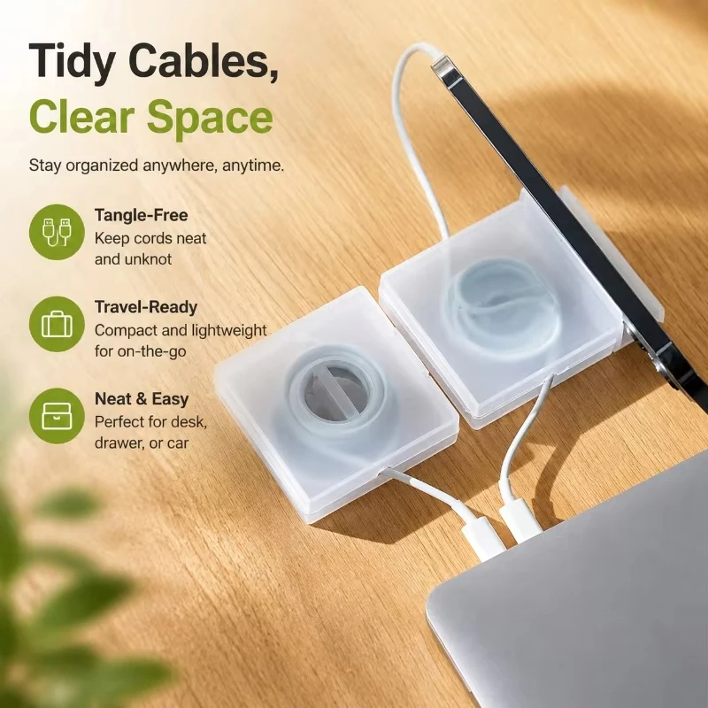 Portable Transparent Cord Organizer USB Cable Winder Charger Wire Storage Protector Retractable Phone Holder Desktop Stand Tool view 5