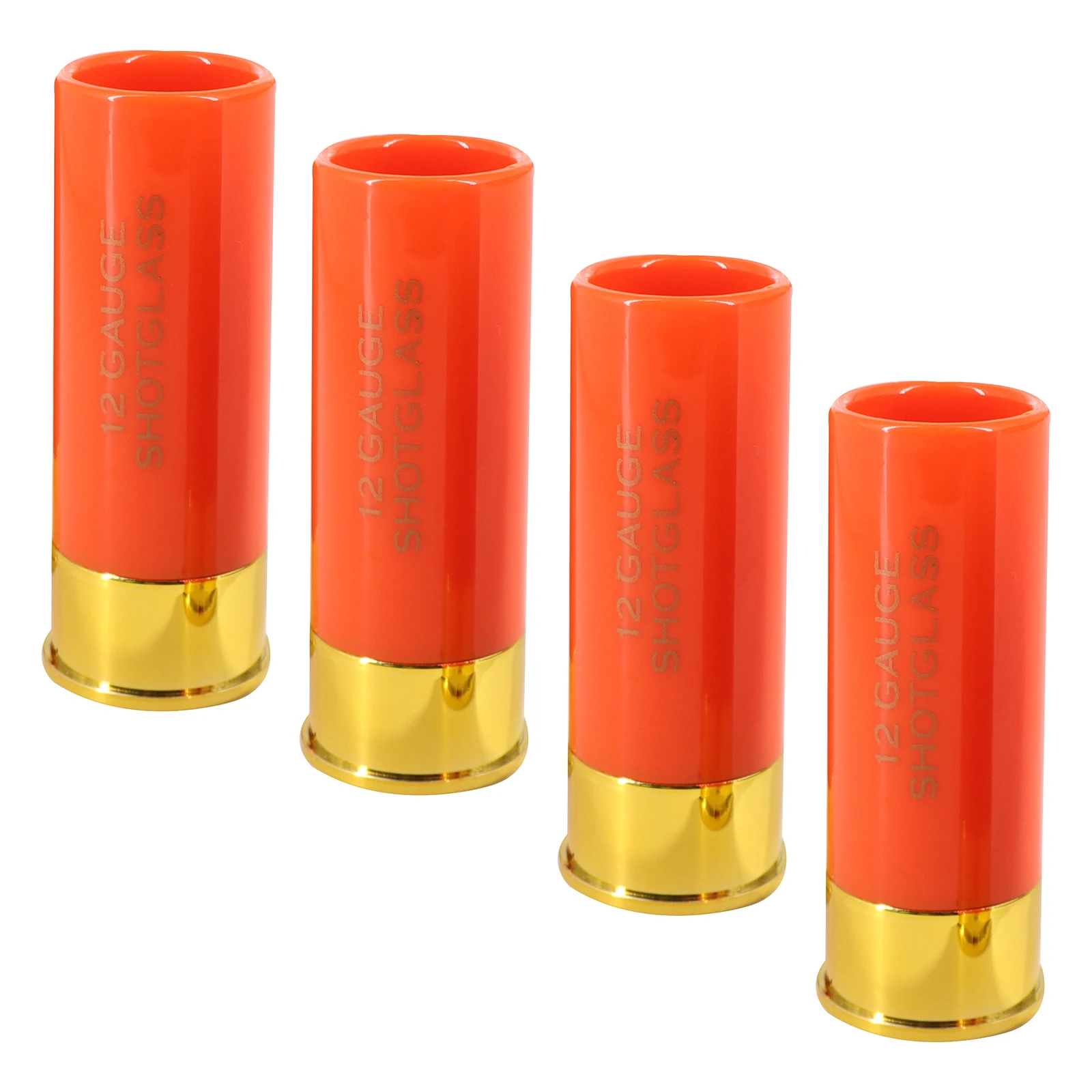 Orange 12 Gauge Shotgun Shell Shot Glasses Set of 4 Funny Gun Hunting Shooting Outdoor Father's Day Dad Novelty Gift Drinking