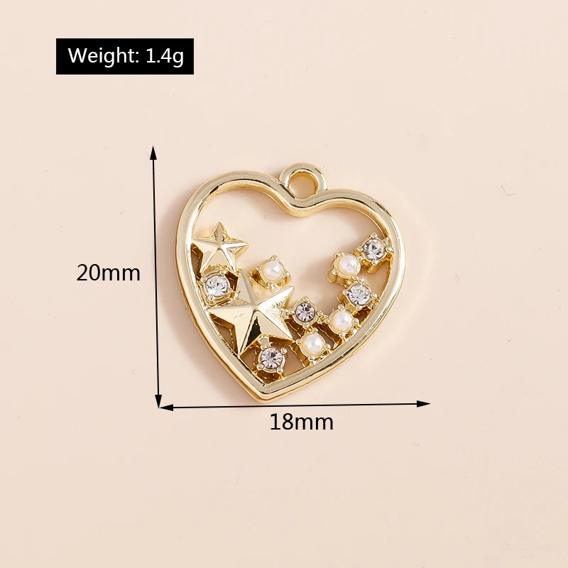 Leslie 5 Stück exquisite Kristall-Liebesherz-Anhänger für DIY-Schmuckherstellung, handgefertigte Halskette, Armband, Ohrringe, Charms – Detail 12