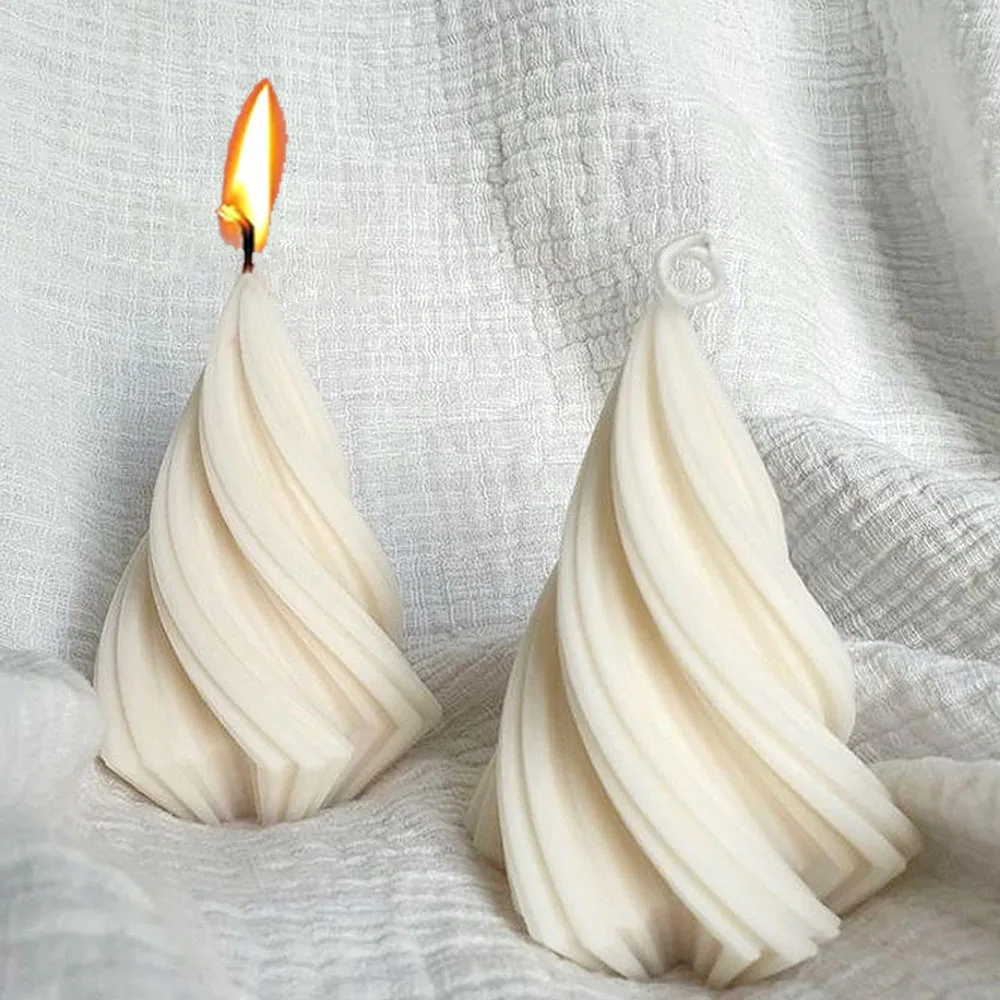 Roman Pillar Swirl Silicone Candle Mold DIY Taper Scented Candles Abstract Art Crafts Making Plaster Resin Molds Home Decor