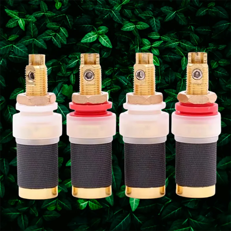 

EIZZ 24K Gold Tellurium Copper Binding Posts (4-Pack): HiFi Banana Jack Panel Mount for Amplifier Chassis