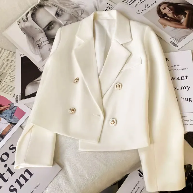

Spring Autumn Winter Fashion Women Blazer Korean Style Office Cropped Blazers Women All-Match Street Long Sleeve Suit Jacket