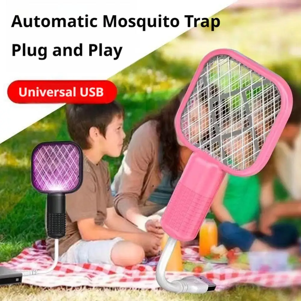 Usb Powered Mosquito Killer Lamp And Swatter 2in1 Electric Mosquito Trap With Uv Light Plug And Play For Indoor And Outdoor