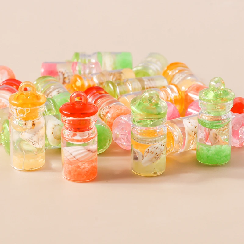 Leslie 10 Stück Gemischte Stile Sommer-Glasfläschchen mit Perlen-Muschel-Anhängern für DIY Ohrringe, Schlüsselanhänger, Halsketten und Schmuckherstellung – Detail 31