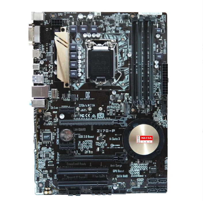 

LGA 1151 Motherboard For ASUS Z170-P DDR4 RAM 64GB For Sixth generation Core i5-7500 cpus PCI-E 3.0 USB3.1 M.2 SATA 3 ATX