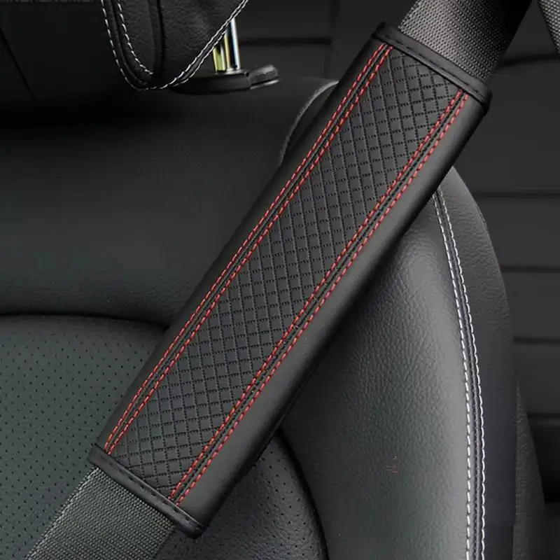 1PCS Fiber Leather Embossed Car Seat Belt Shoulder Cover Decompression Comfort
