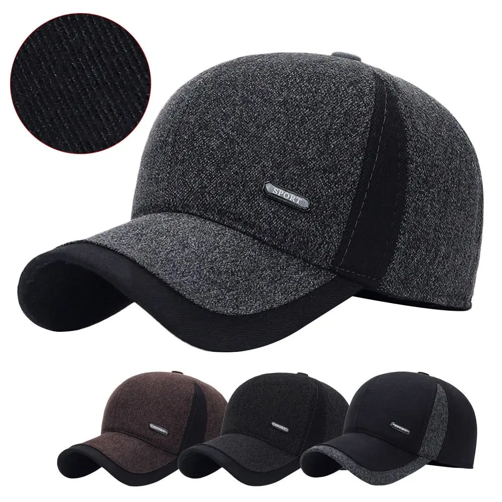 Outdoor With Earflaps Thicker Baseball Cap Windproof Warm Dad Caps Adjustable Casual Bomber Hats for Men