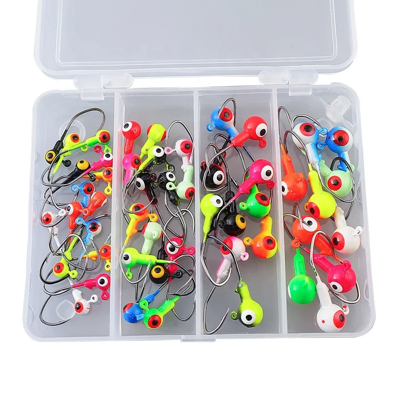

50pcs/box 157g Colorful Jig Head Hook Set Luminous Fishing Hooks Saltwater Wholesale Bionic Fishing Eye Fly Fishing Hooks