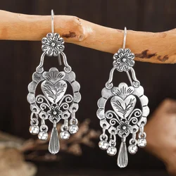 Bohemian  Water Drop Earrings for Women Ethnic Vintage Long Geometric Alloy Dangle Earrings Party Vacation Jewelry