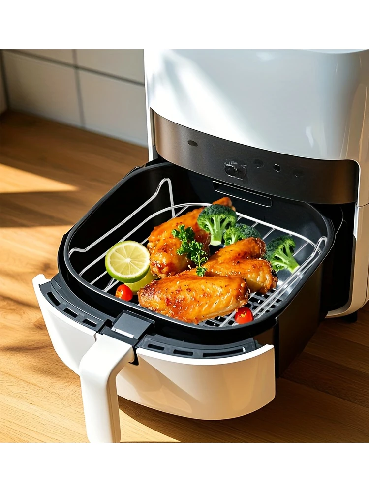 1 PC Airfryerrek met 4 spiesjes, 1 set grill- en stoomrek. Geschikt voor bakken en grillen in kleine ovens. - afbeelding 2