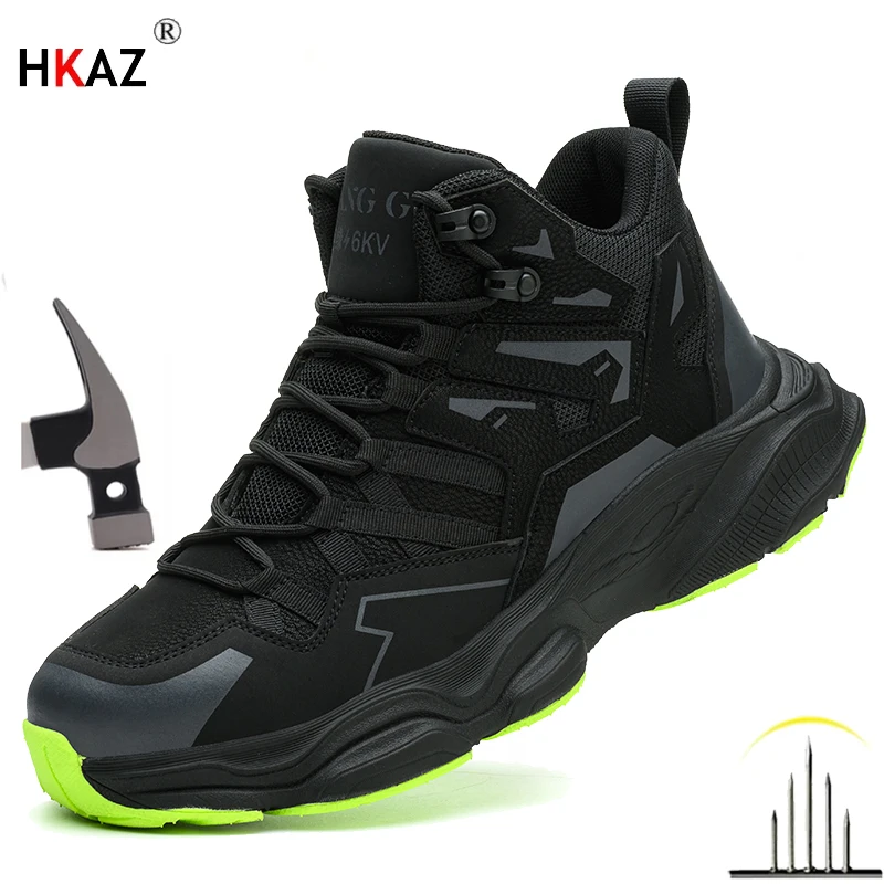 

Steel Toe Cap Shoes For Men Mesh Work Boots Breathable Puncture-Proof Safety Shoes Protective Working Shoes Security Sneakers