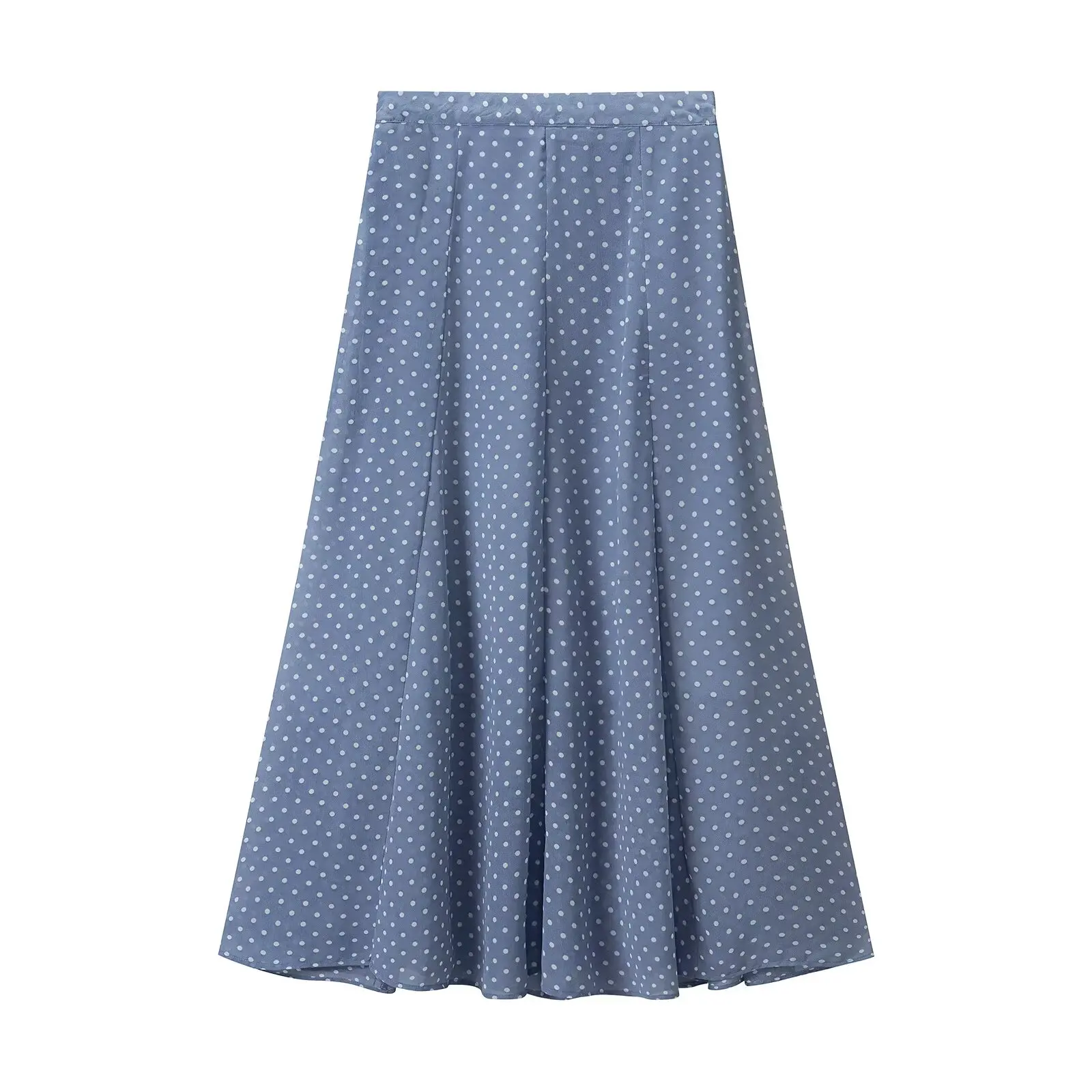 Two Piece Skirt Set Polka Dot Chiffon Bow Tie Matching Outfit for Women - Blue Skirt