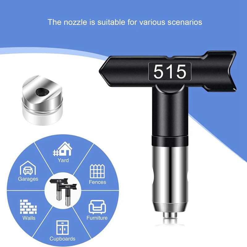 أطراف رش، 6 قطع من أطراف رش الطلاء بدون هواء، أطراف رش قابلة للعكس لفوهات رش آلة رش الطلاء بدون هواء