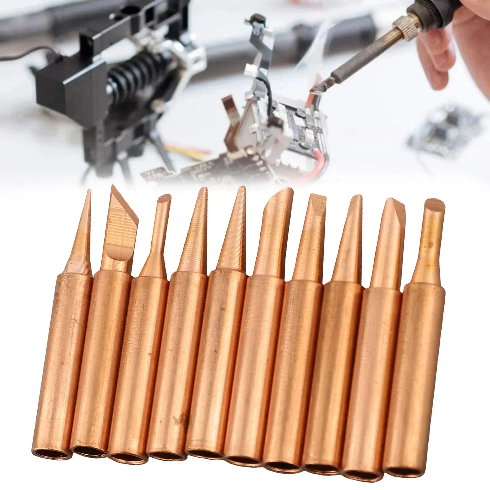 10Pcs 900M-T Welding Tips Pure Copper Soldering Iron Tips Lead-Free Soldering Iron Head Replacement Welding Tool Accessory