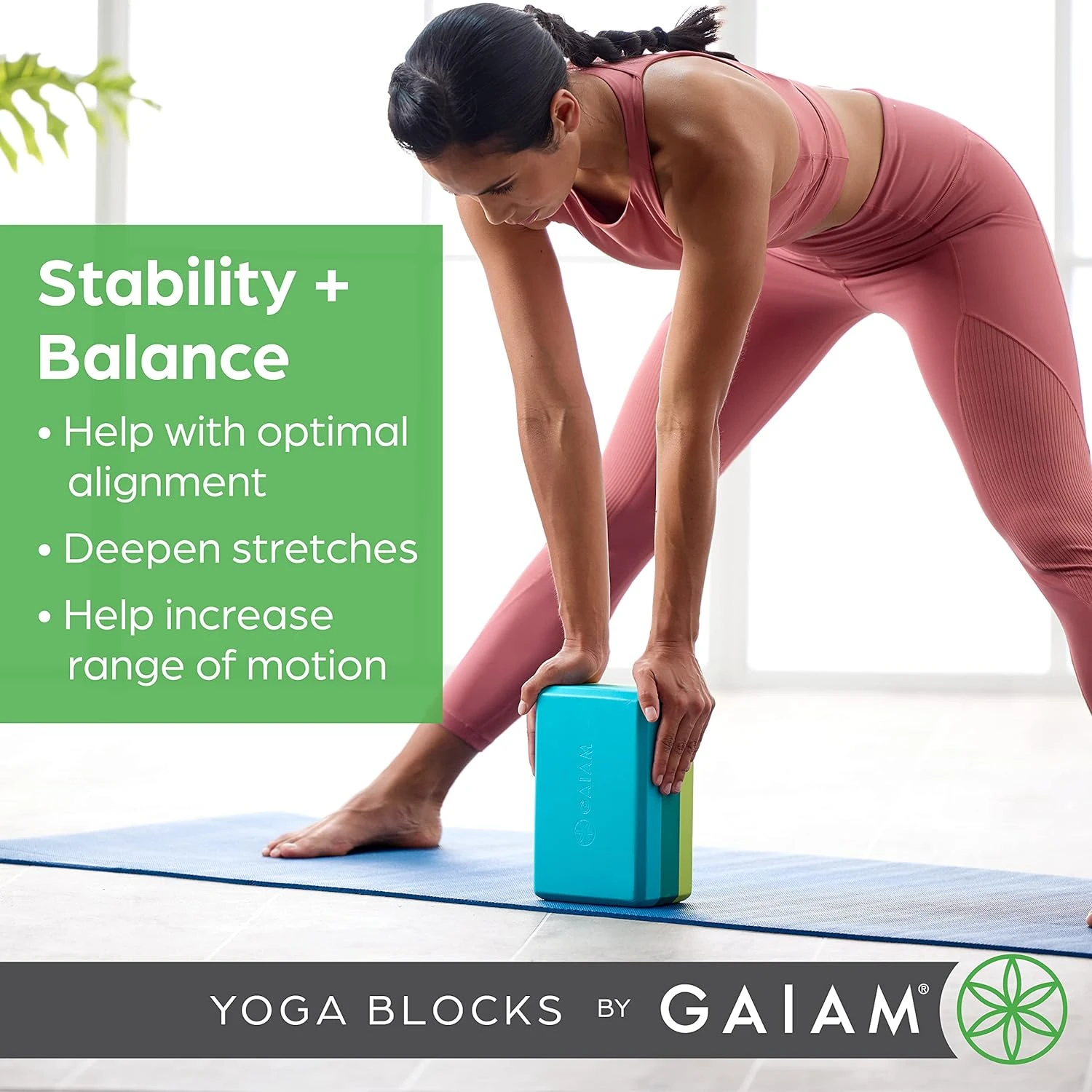 Premium Mint Green Non-Slip Yoga Block for Superior Stability and Comfort - Enhancing Balance with High-Quality Latex-Free Mater