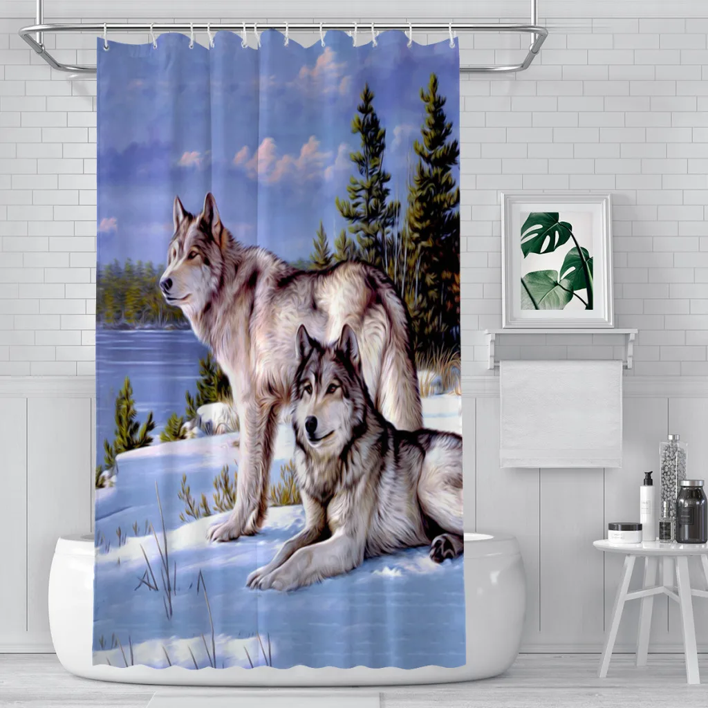 

Animal Wolf Shower Curtain for Bathroom Aesthetic Room Decoration